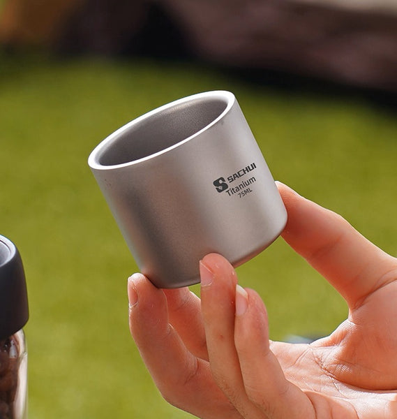 75ml Pure Titanium Cup: Double-Wall Camping Coffee Gem