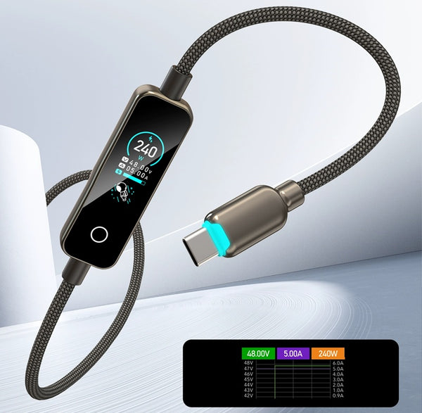 PD3.1 240W Flash-Charge Smart LED Cable: Dual Type-C Supercharge Beast
