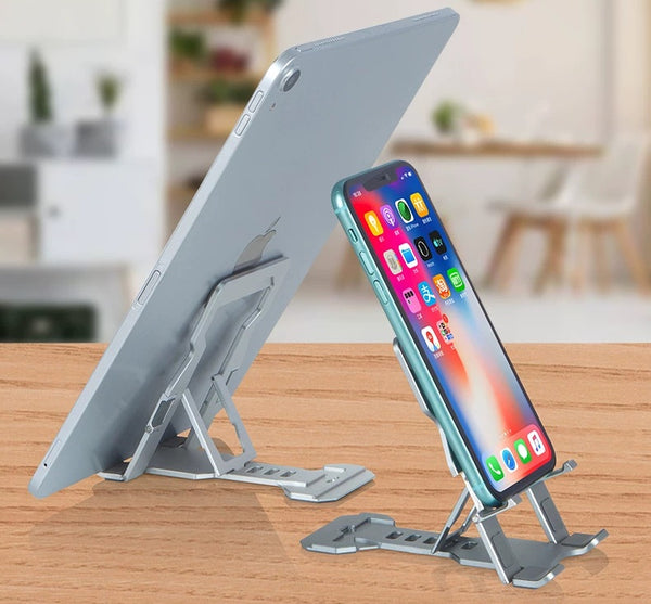 Adjustable Aluminum Folding Desktop Phone Stand - Portable Multi-Functional Lazy Live Streaming Holder