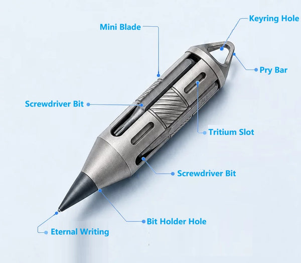 Ultimate 7-in-1 Titanium EDC Multi-Tool: Your Pocket-Sized Pry Bar, Screwdriver & Eternal Pen
