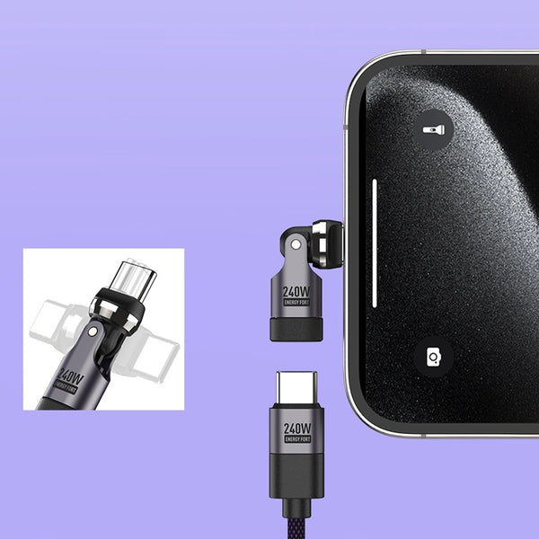 240W PD3.1 Dual Type-C 540° Rotating Connector