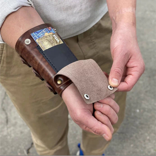 Adjustable Leather Arm Sleeve Wallet
