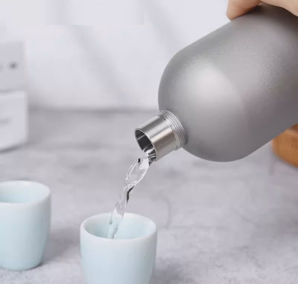 Pure Titanium Hip Flask Portable Large-Capacity Camping Liquor Bottle