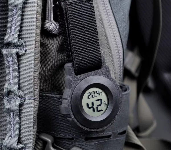 Tactical EDC Thermo-Hygrometer Clip - Portable Outdoor Temp & Humidity Meter