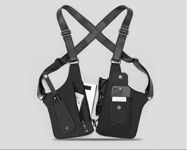 Retro Men's Chest Sling Bag Multi-Functional Outdoor Vest Phone Pouch