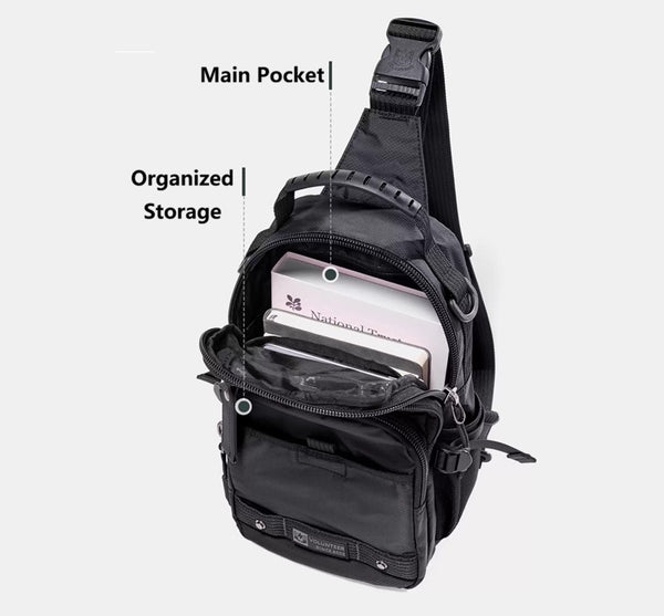 Men's Oxford Crossbody Bag – Sporty Multi-Pocket Sling Chest Pack