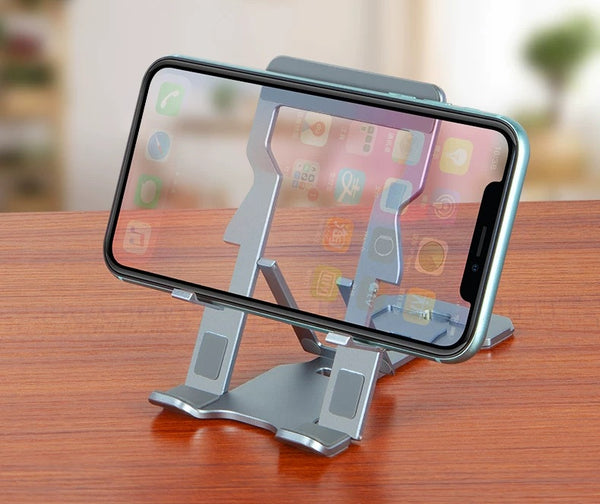Adjustable Aluminum Folding Desktop Phone Stand - Portable Multi-Functional Lazy Live Streaming Holder