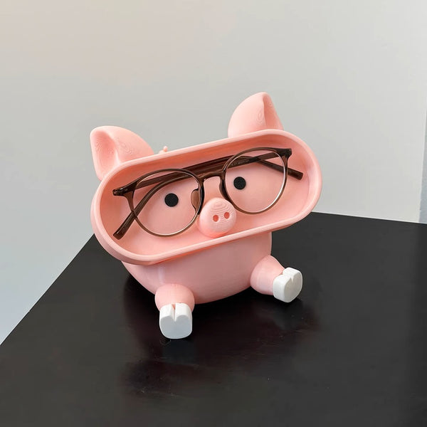 Adorable Pig Stand - Glasses & Phone Holder | Desk Organizer Decor