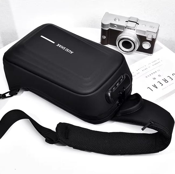 Hard Shell Motorcycle Sling Bag – Large, Waterproof, Code Lock Cool