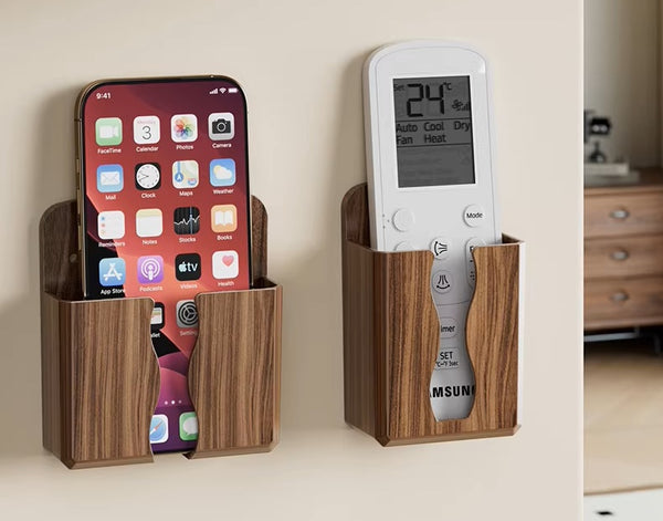 Wall-Mount Phone & Remote Holder: Drill-Free Organizer for Bedside, Living Room & Home Storage