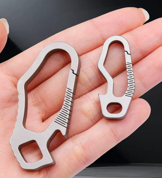 Pure Titanium Quick-Release Keychain Hook with Bottle Opener – EDC Waist Clip