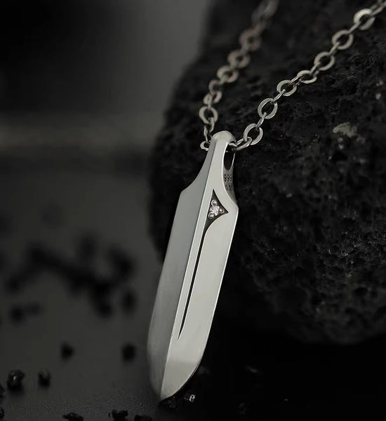 Silver Star Sword Necklace: Luxe Custom Men's Hype Pendant