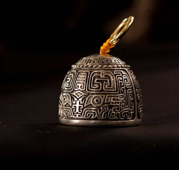 Taotie Copper Bell: Retro Hiking Bag & Car Key Charm