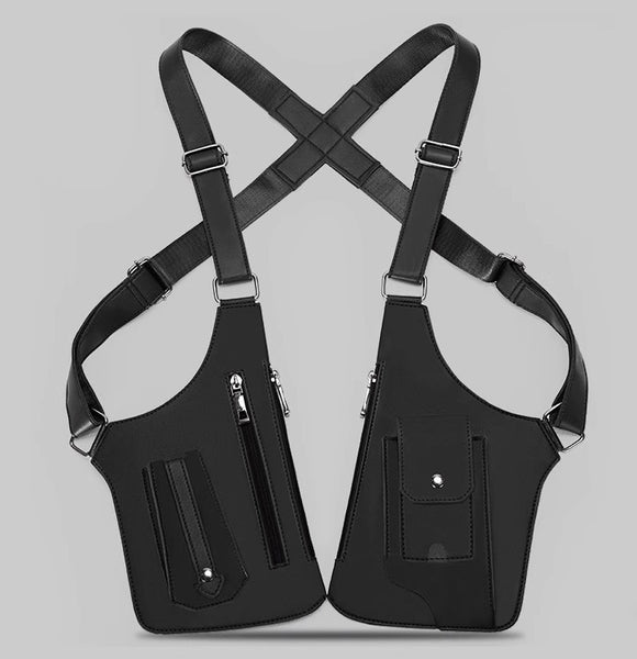 Retro Men's Chest Sling Bag Multi-Functional Outdoor Vest Phone Pouch