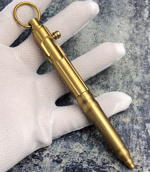 Brass Click-Action Pen: Satisfying Bolt-Slide Luxury
