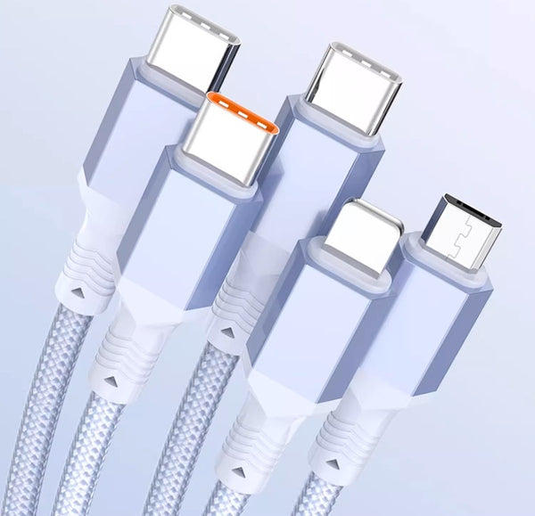 5-in-1 100W Fast-Charge Cable: Smart Chip, Rust-Proof Alloy Plug