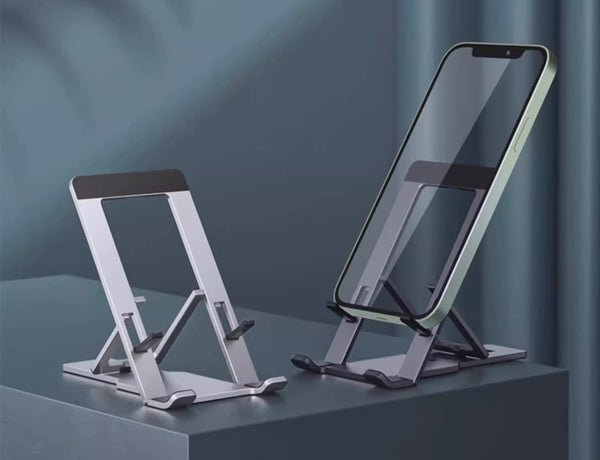 Universal 5-Level Phone & Tablet Stand: Foldable Aluminum Desk Mount