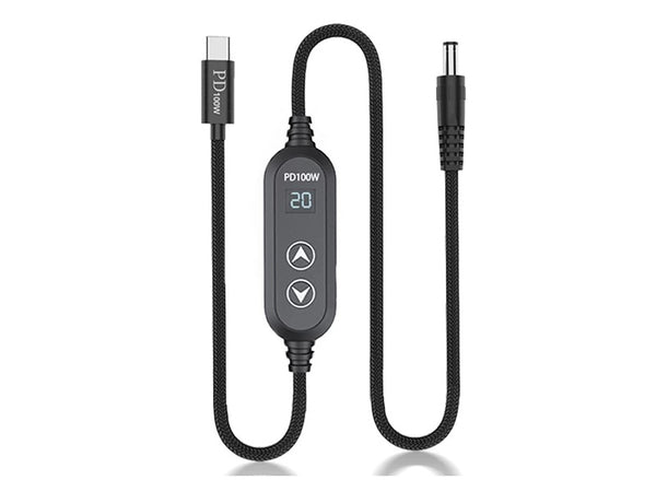 100W PD Decoy Cable: 5-20V Adjustable Type-C to DC, 5A Fast Charge Power Line