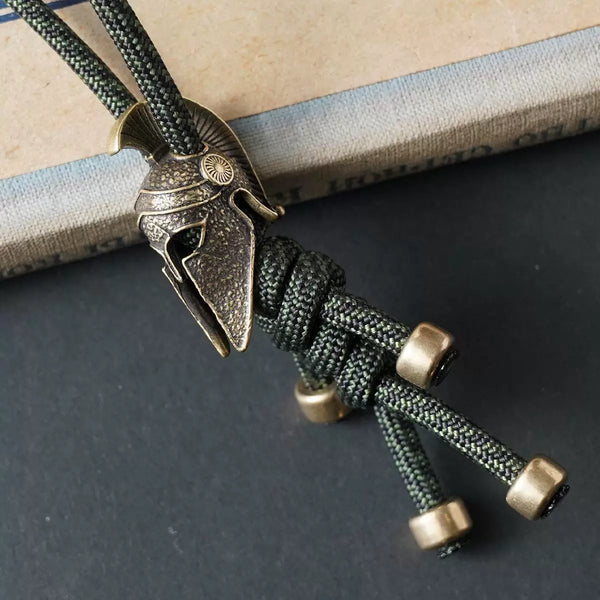 Unleash Your Warrior Spirit: Handcrafted Woven Spartan Helmet Charm Keychain for Bags, Backpacks & Gear