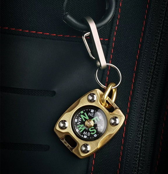 Titanium & Brass Mini EDC Compass - Luminous Portable Outdoor Survival Navigator