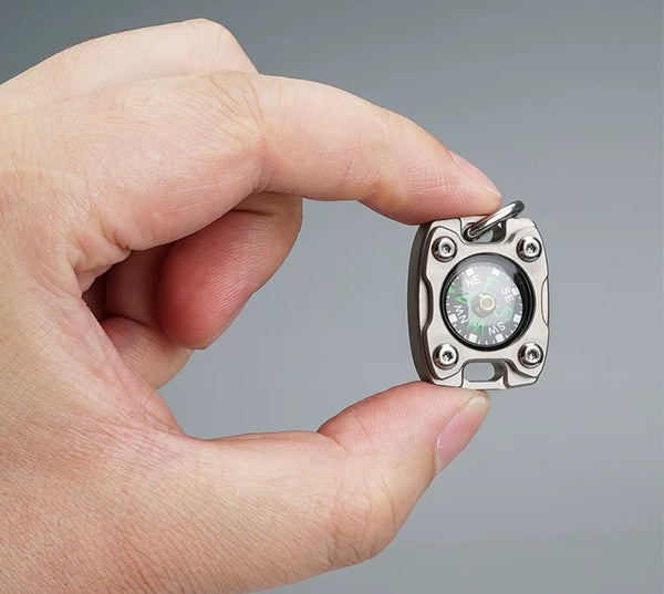 Titanium & Brass Mini EDC Compass - Luminous Portable Outdoor Survival Navigator