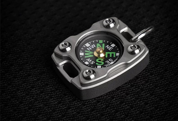 Titanium & Brass Mini EDC Compass - Luminous Portable Outdoor Survival Navigator