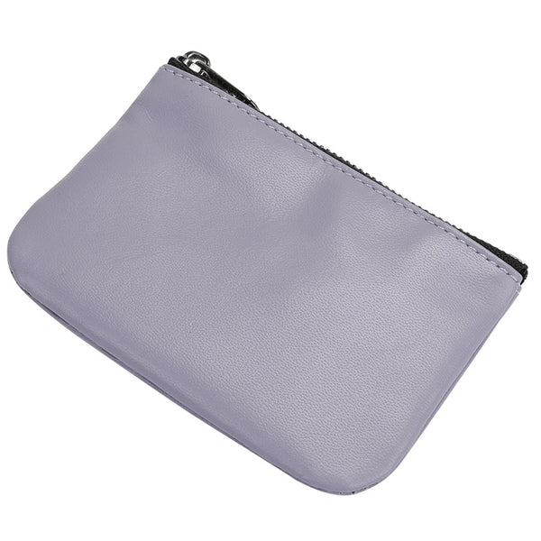 Sleek Soft Lambskin Coin Key Wallet: Mini Leather Zipper