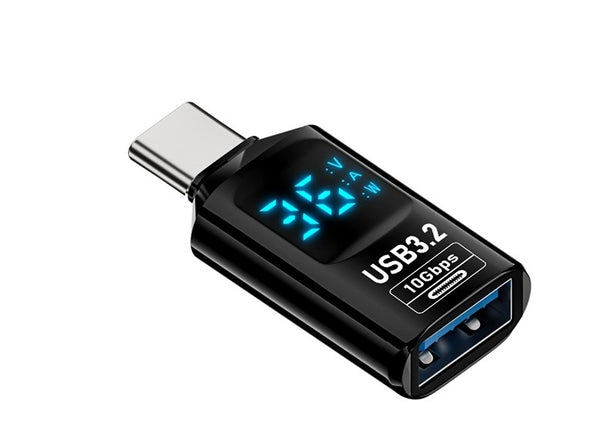 Type-C to USB 3.2 OTG Adapter with Bright Digital Display