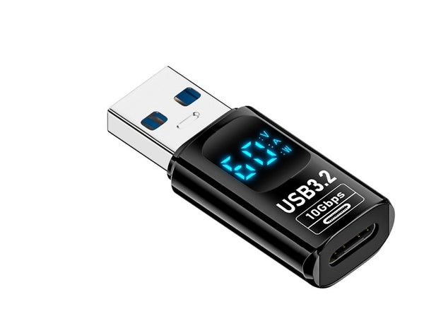 Type-C to USB 3.2 OTG Adapter with Bright Digital Display