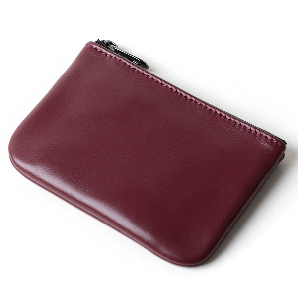 Sleek Soft Lambskin Coin Key Wallet: Mini Leather Zipper