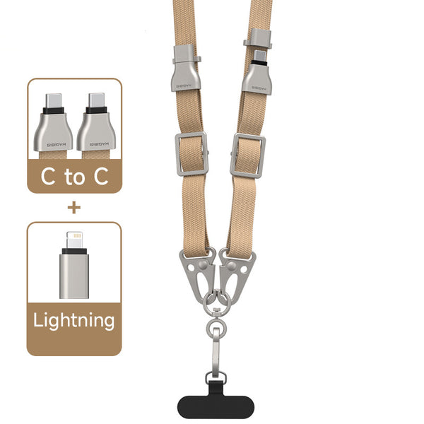 2-in-1 Rechargeable Phone Lanyard Data Cable