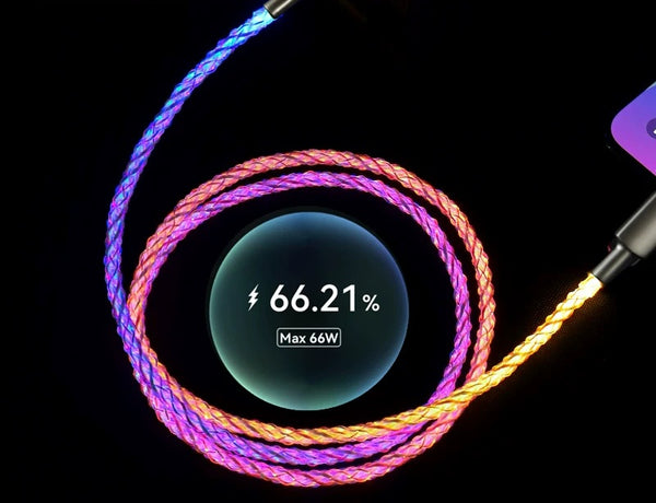 1M RGB Glow 100W Fast Charge LED Breathing Light Gradient Car Cable