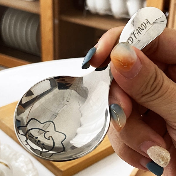 Stainless Short-Handle Round Spoon: Sleek Scoop Delight