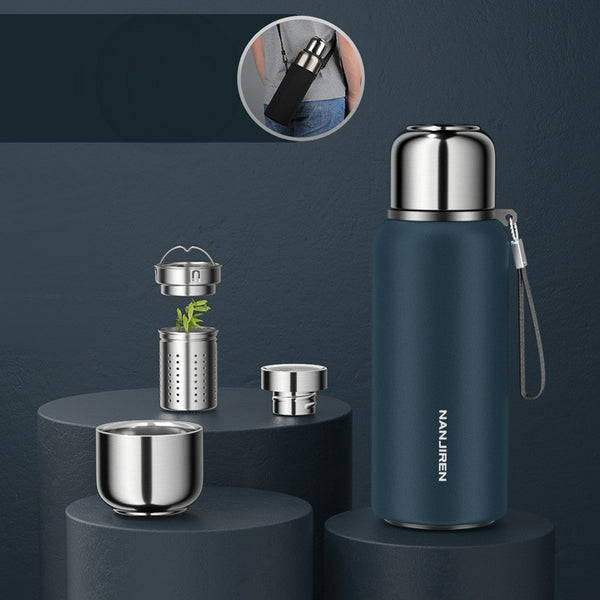Insulated Thermos Water Bottle, with Tea Filter & Wide-mouth Opening, for Coffee, Tea & Cold Beverage