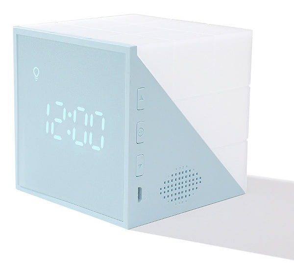 Cube Alarm Clock, with Colorful Lights, Voice-control Night Light, Timer, Temperature Display and Long Battery Life, for Home & Office