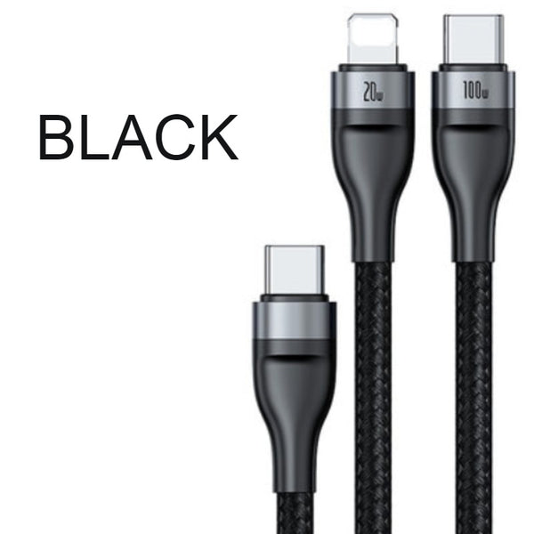 2-in-1 Fast-charging Charging Cable, Type-C to Lightning & Type-C, with BPS II, Support 100W Power Output (1.2m)