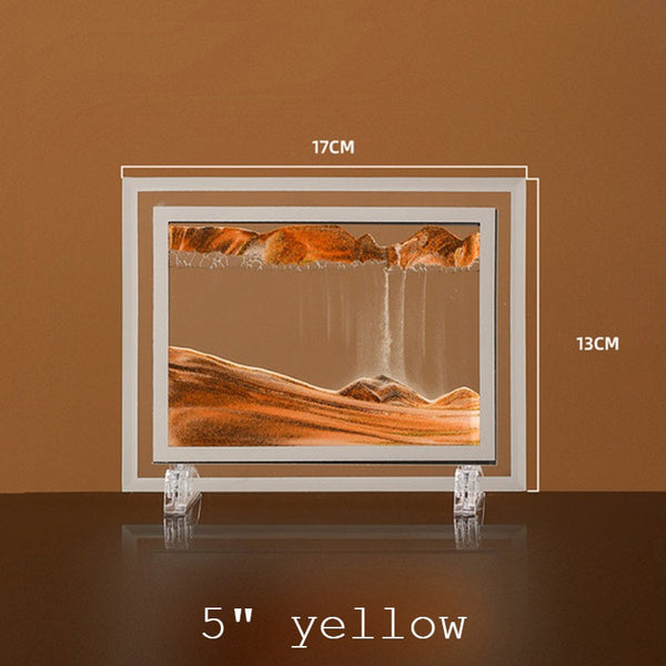 Dynamic Glass Framed Moving Sand Nature Landscape, for Desktop, Home, Office, Decor
