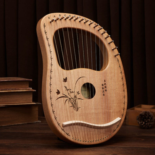 Classy 16-String Lyre Harp with Metal Strings, Tuning Wrench, Spared Strings, Manual and Bag, for Beginners and Professionals