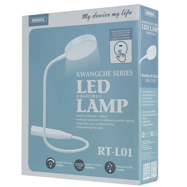 Flexible LED Desk Lamp, Powered by Built-in Rechargeable Lithium Battery or Wall Outlet, with Touch Control, Adjustable Brightness & Lightweight