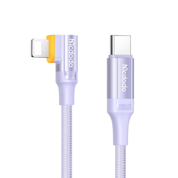 Type-C to Lightning Phone Charger Cable, with PD 20W Fast Charging, 90 Degree Connector & Charging Indicator (1.2m)