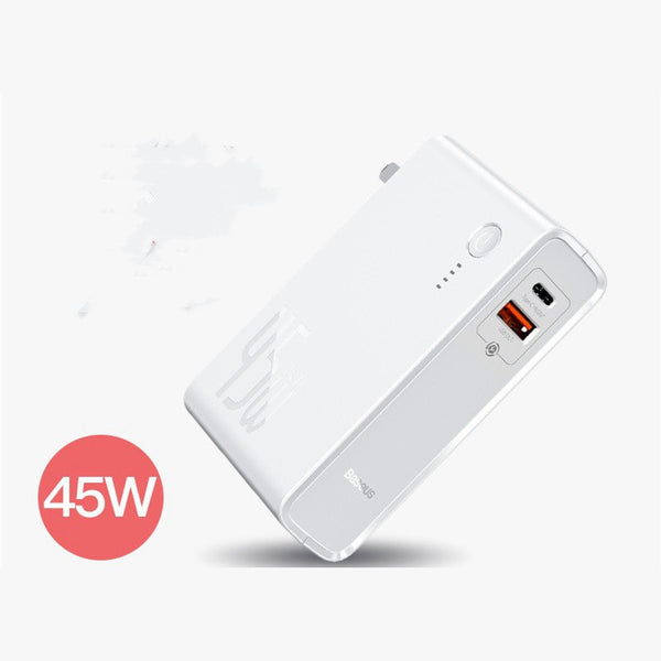 10000mAh USB Power Bank with Built-in 45W Wall Charger, for Phone, Earphone, Tablet, Laptop (US Plug)