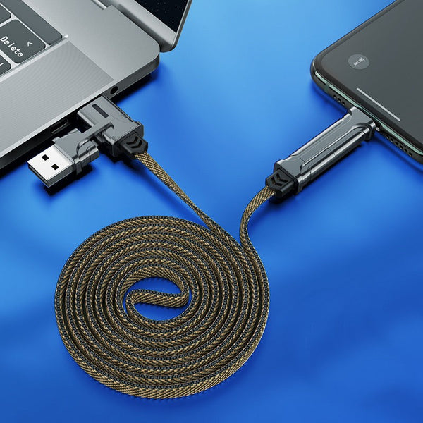 4-in-1 Charging Cable, with Type-C, USB & Lightning Connectors, for Phone, Tablet & Laptop