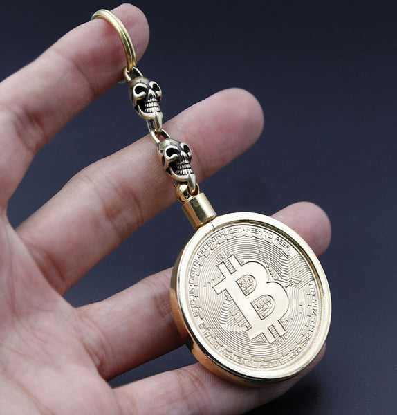 Brass Physical Bitcoin Token, with Protective Case, for Gift, Souvenir & Collection