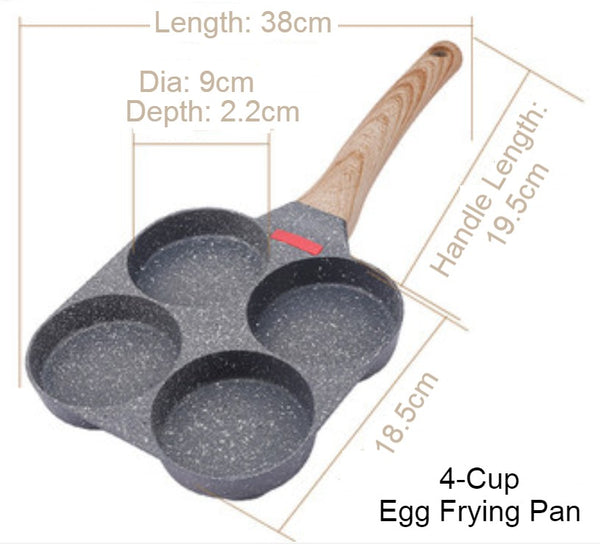 Non-stick Egg Frying Pan, with Thermo-Triangle Indicator, Wood Handle ...