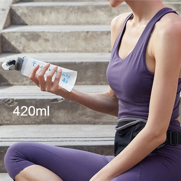 Portable Lightweight Squeeze Water Bottle, with Curved Mouthpiece, for Cycling, Sports & Travel