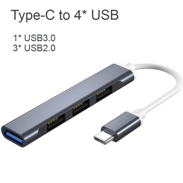 3-in-1 USB-C / USB 3.0 Portable Hub, with 90mm Cable, for Mouse, Keyboard, Fan & More