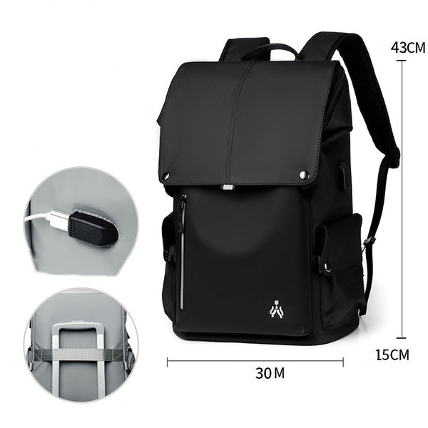 Waterproof Large Capacity Backpack, with USB Ports and Cushioned Padded Shoulder Straps, for Commute, Travel, School