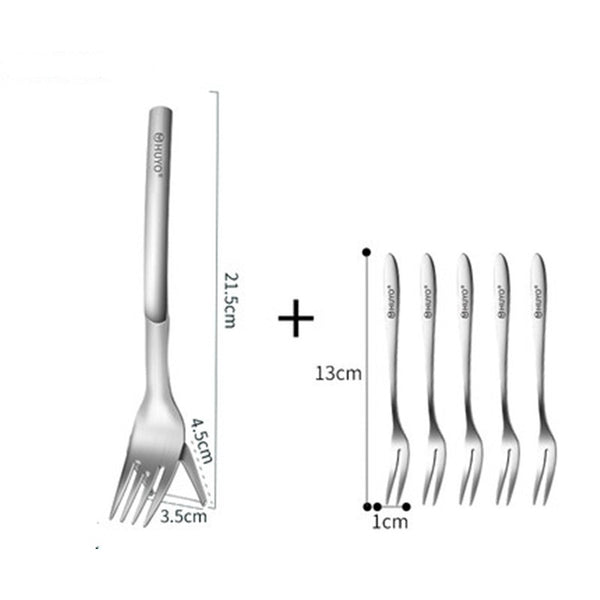 Stainless Steel 2-in-1 Watermelon Fork Cutter, Include 5 Small Fruit Forks