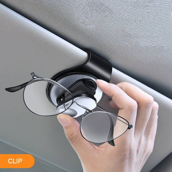 Versatile Eyeglasses and Sunglasses Holder, with Ticket Card Clip, for Car Sun Visor, Dashboard