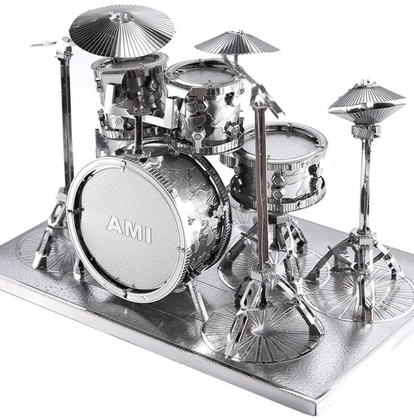 3D Metal Craft Cast Drum Set Puzzle, with Sophisticated Laser Cut, Best Gift for Kids and DIY Fan